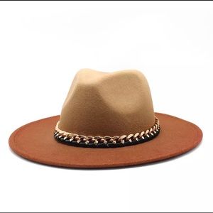 Ombré Wool Fedora Hat (Gold Chain)